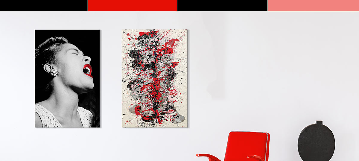 Black, White & Red Art Canvas Art Prints