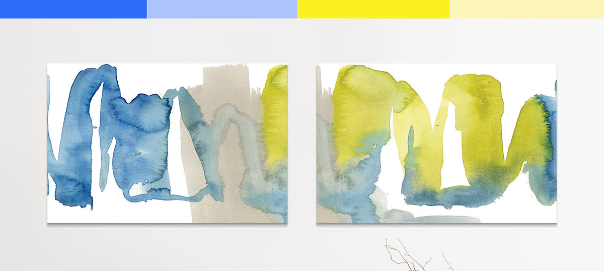 Blue & Yellow Art Canvas Prints