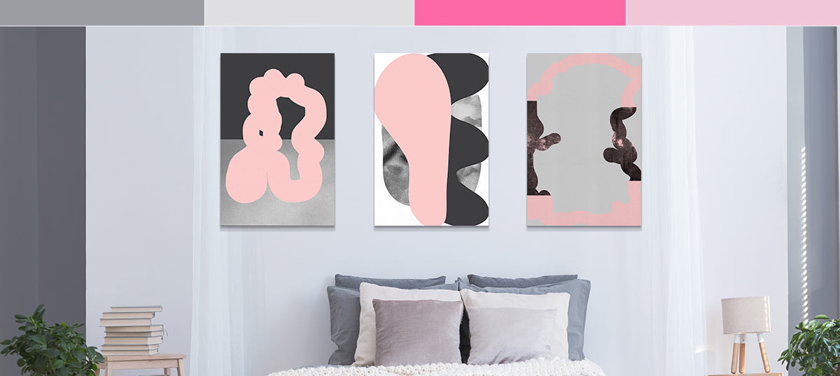 Gray & Pink Art Canvas Artwork