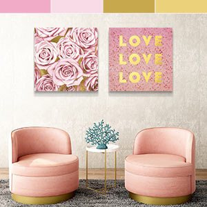 Gold & Pink Canvas Art