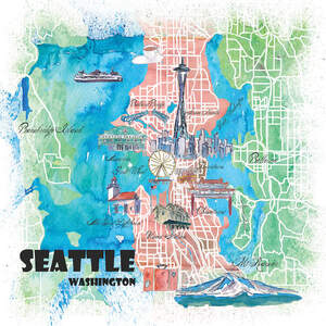 Seattle Maps Canvas Prints