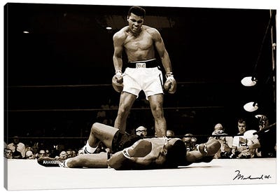 Muhammad Ali Vs. Sonny Liston, 1965 Canvas Art Print - Athlete & Coach Art