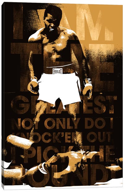 Muhammad Ali Vs. Sonny Liston, 1965 "I am The Greatest" Canvas Art Print - Sports Art