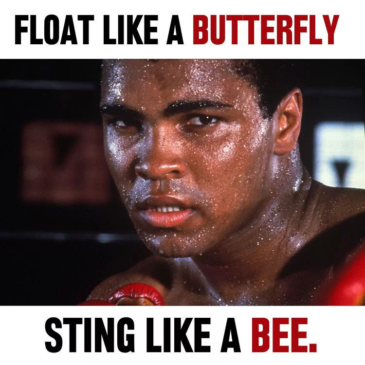 Float like a butterfly Sting like a Bee