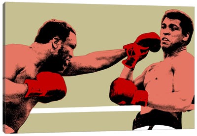 Joe Frazier Throwing Punch at Muhammad Ali, 1975 Canvas Art Print - Muhammad Ali
