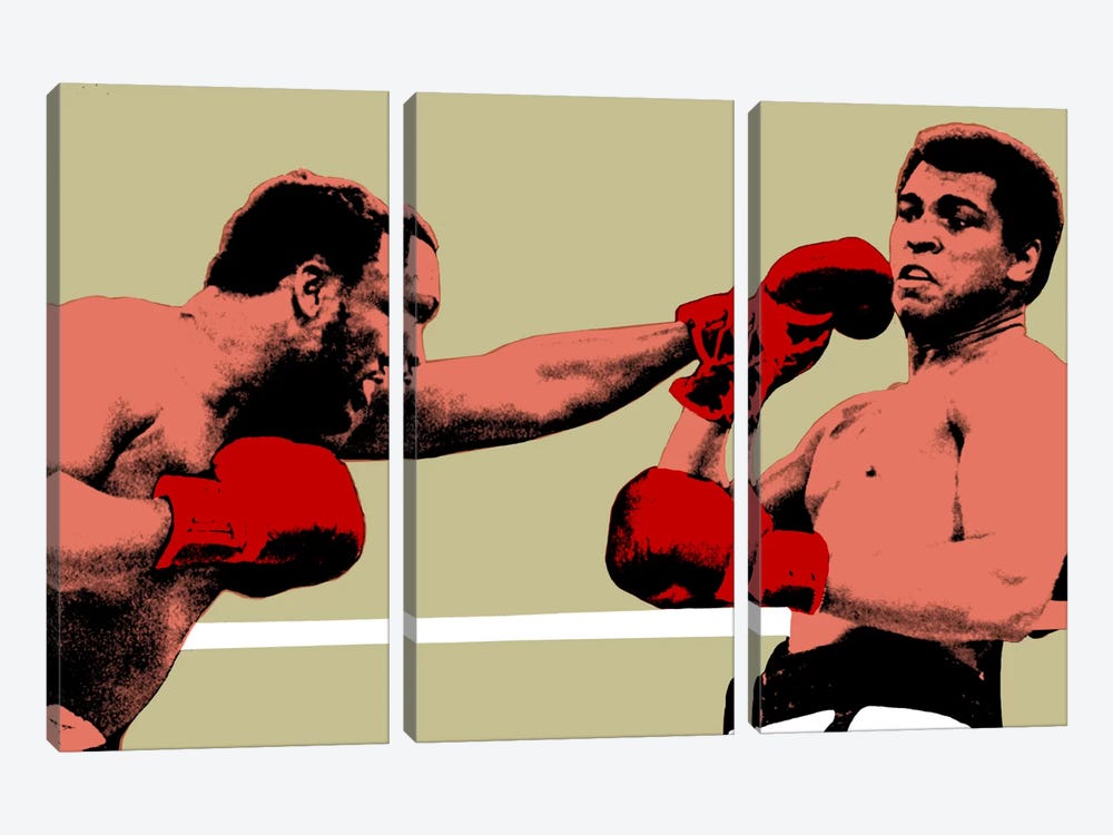 Joe Frazier Throwing Punch at Muhammad Ali, 1975 3-piece Canvas Art