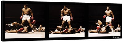 Muhammad Ali Vs. Sonny Liston Canvas Art Print - Black & White Decorative Art