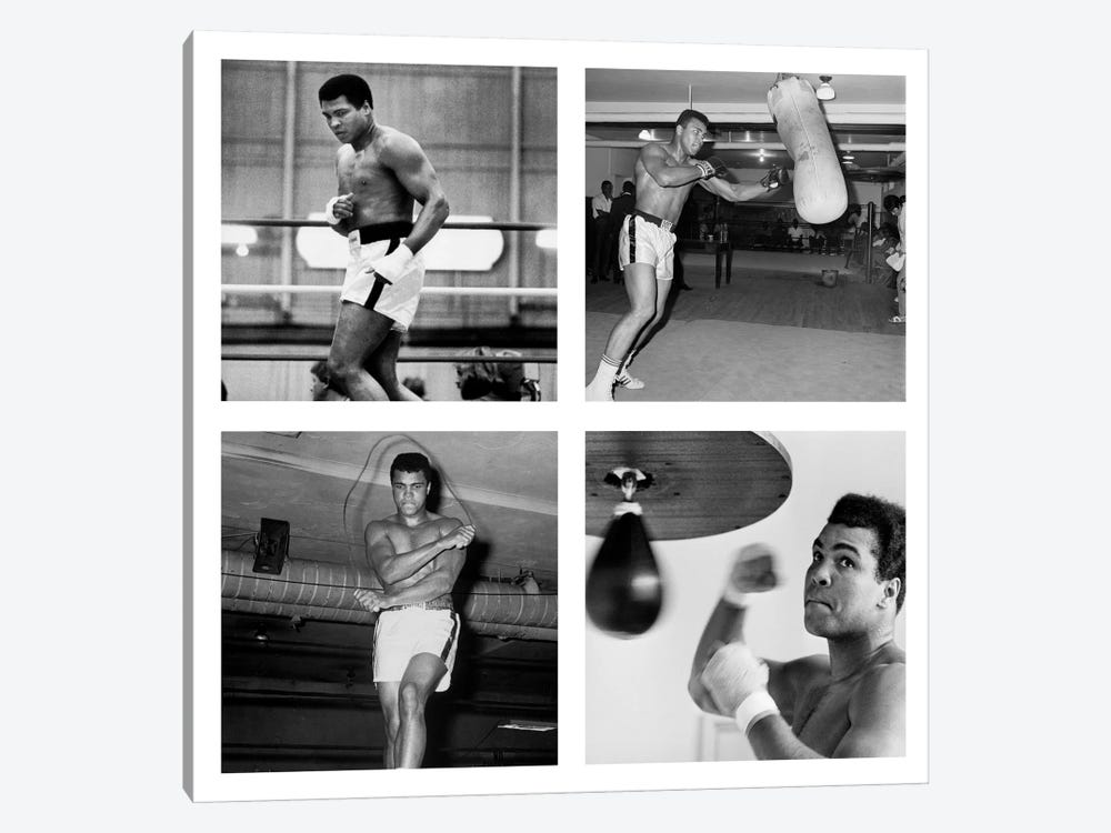 Muhammad Ali Practicing on Punching Bag, Muhammad Ali Punching Bag by Muhammad Ali Enterprises 1-piece Canvas Art