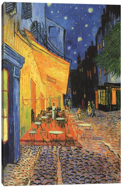 The Cafe Terrace on the Place du Forum (Café Terrace at Night), 1888 Canvas Art Print - Large Scenic & Landscape Art