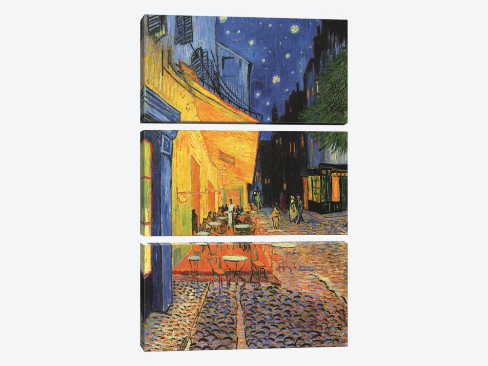 The Cafe Terrace on the Place du Forum (Café Terrace at Night), 1888 by Vincent van Gogh 3-piece Canvas Art Print