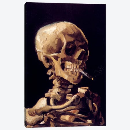 Skull Of A Skeleton With Burning Cigarette, c. 1885-1886 Canvas Print #1013} by Vincent van Gogh Canvas Art Print