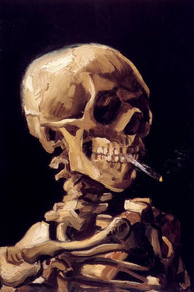 Large Art for Bedroom - Canvas Prints: Head Of A Skeleton With Burning Cigarette, c. 1885-1886 by Vincent van Gogh