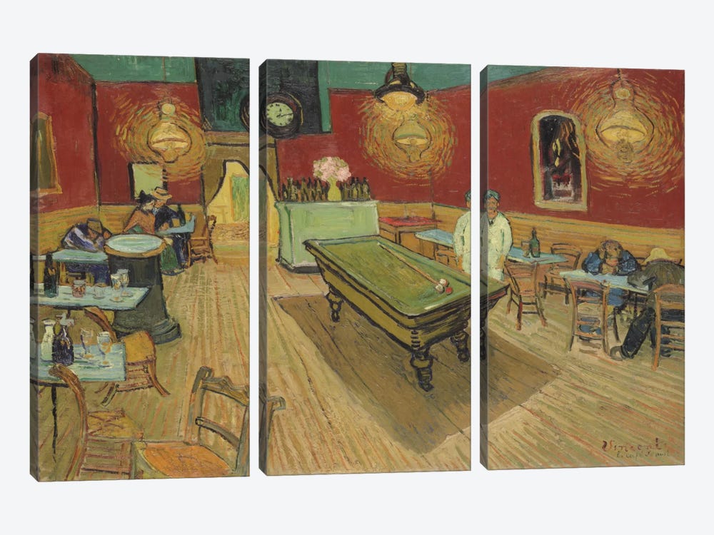 The Night Café, 1888 by Vincent van Gogh 3-piece Canvas Art Print