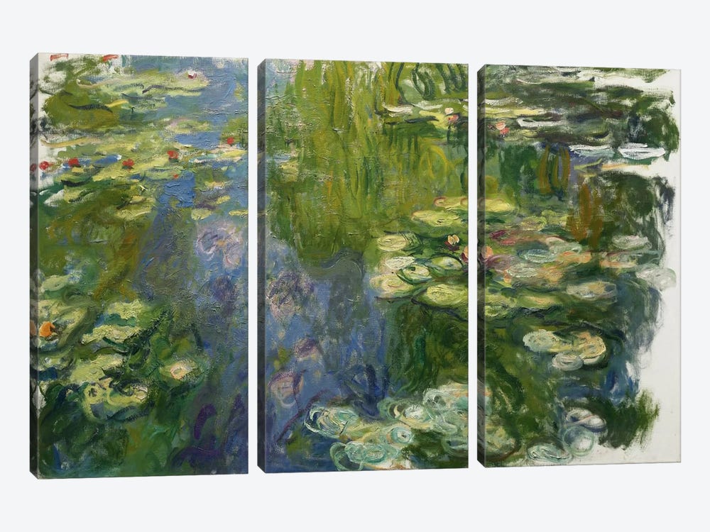 Le Bassin Aux Nympheas by Claude Monet 3-piece Canvas Wall Art