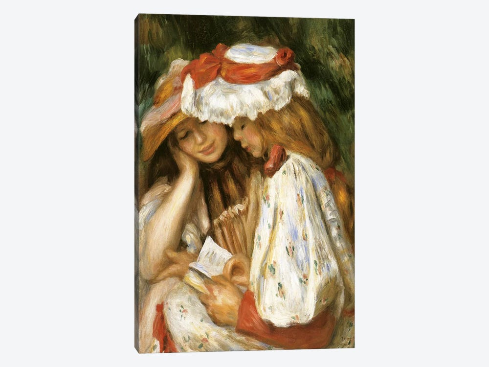 Two Girls Reading by Claude Monet 1-piece Canvas Wall Art