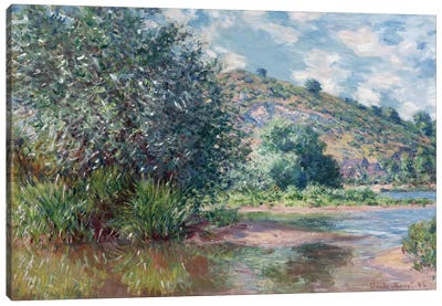 Paysage a Port-Villez 1885 Canvas Art Print - Hill & Hillside Art