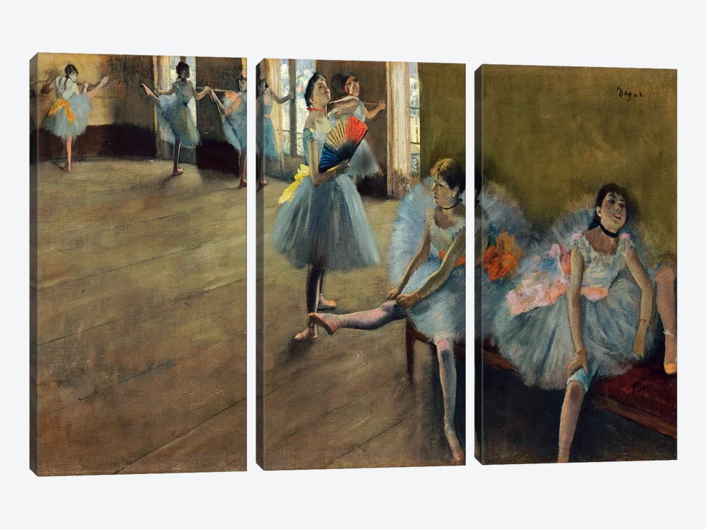 Dancers by Rail by Edgar Degas 3-piece Canvas Wall Art