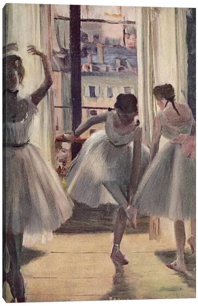 Drei Tanzerinnen in Einem Ubungssaal Canvas Art Print - Edgar Degas