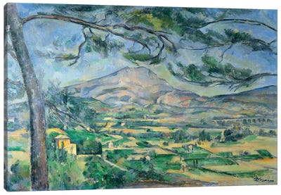 Mont Sainte-Victoire with Large Pine-Tree 1887 Canvas Art Print - Village & Town Art