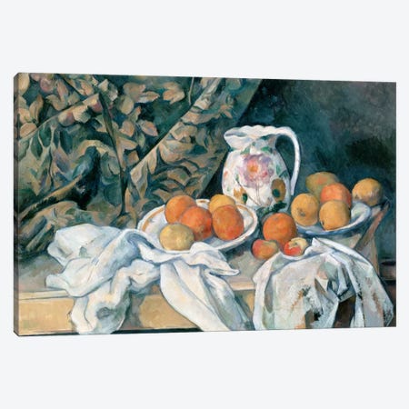 Still Life with a Curtain 1895 Canvas Print #1076} by Paul Cezanne Canvas Wall Art