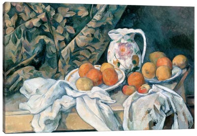 Still Life with a Curtain 1895 Canvas Art Print - Paul Cezanne
