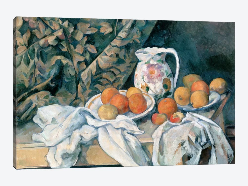 Still Life with a Curtain 1895 by Paul Cezanne 1-piece Canvas Print