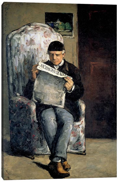 The Artist's Father (Reading L'Evenement) 1866 Canvas Art Print - Reading Art
