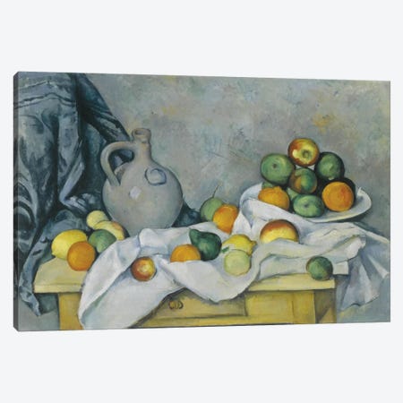 Curtain, Jug and Fruit Bowl (Rideau, Cruchon et Compotier), c. 1893-1894 Canvas Print #1079} by Paul Cezanne Canvas Print
