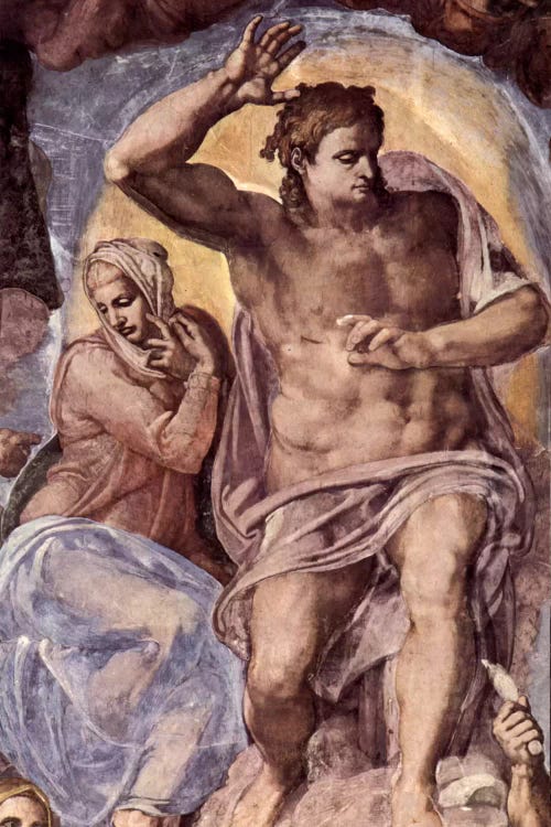 The Last Judgment (detail: Mary and Christ), 1536-1541 by Michelangelo wall art