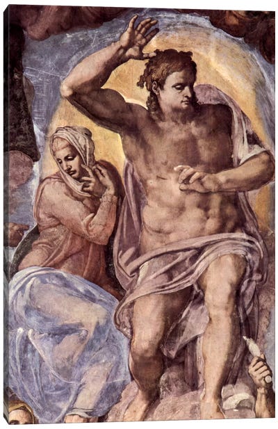 The Last Judgment (detail: Mary and Christ), 1536-1541 Canvas Art Print - Michelangelo