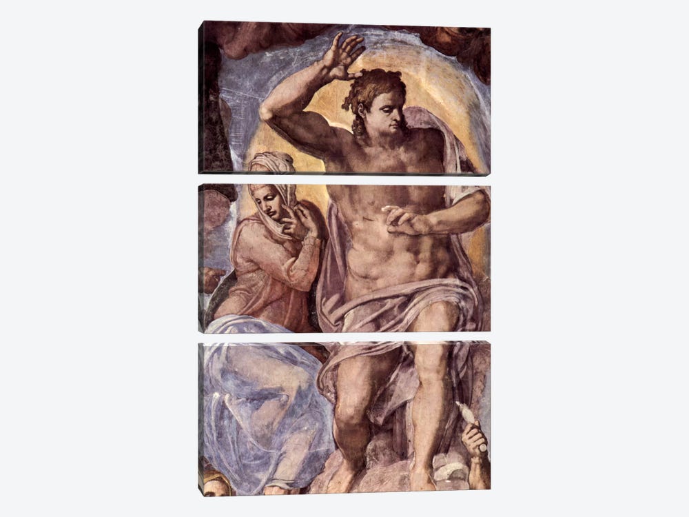 The Last Judgment (detail: Mary and Christ), 1536-1541 by Michelangelo 3-piece Canvas Art