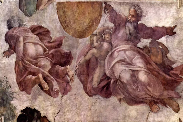 The Creation of the Sun, Moon and Vegetation, 1511 by Michelangelo wall art