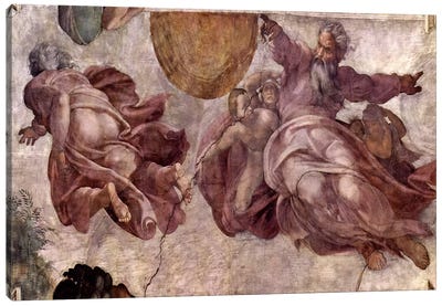 The Creation of the Sun, Moon and Vegetation, 1511 Canvas Art Print - Michelangelo