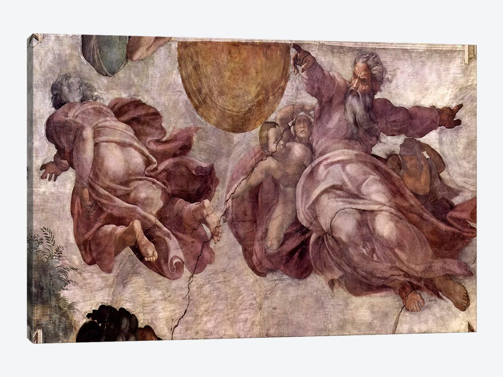 The Creation of the Sun, Moon and Vegetation, 1511 by Michelangelo 1-piece Canvas Art Print
