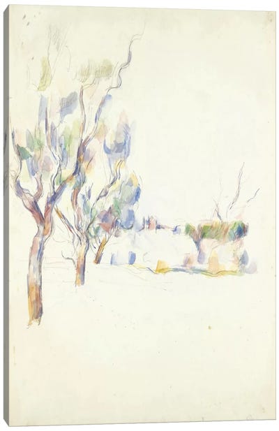 Amandiers En Provence (Allee Du Jas De Bouffan) 1900 Canvas Art Print - Paul Cezanne