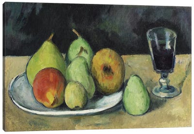 Verre Et Poires, c. 1879-1880 Canvas Art Print - Paul Cezanne