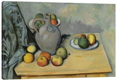 Pichet et Fruits sur Une Table (Pitcher and Fruits On A Table), c. 1893-1894 Canvas Art Print - Paul Cezanne