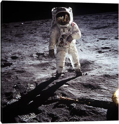 Buzz Aldrin Moonwalker Canvas Art Print - Space Exploration Art