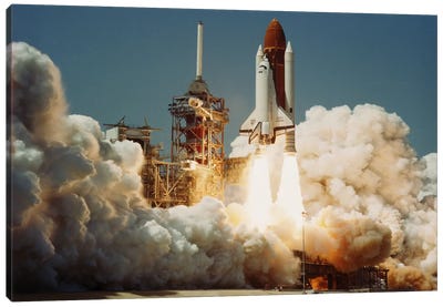 Space Shuttle Challenger Lift Off (1983) Canvas Art Print - Space Shuttle Art