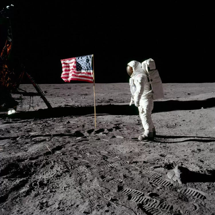 Neil Armstrong Placing American Flag on the Moon