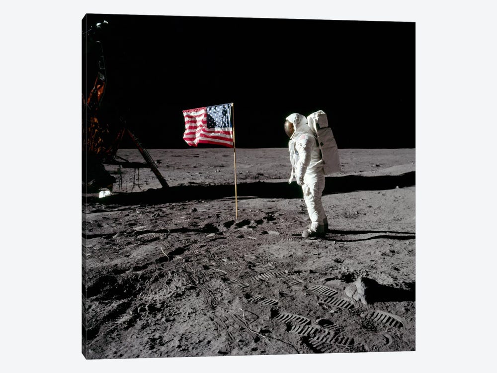 Neil Armstrong Placing American Flag on the Moon by NASA 1-piece Canvas Print