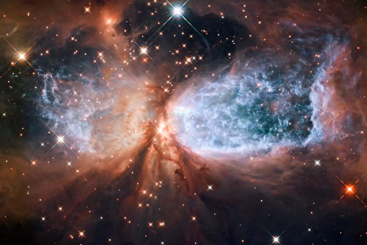 Celestial Snow Angel S106 Nebula (Hubble Space Telescope)