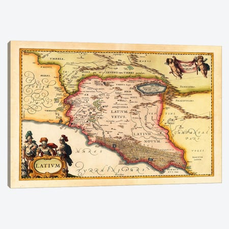 Antique Map of Lazio (Latium) (1949-1960)s Canvas Print #11101} by Johannes Janssonius Canvas Art
