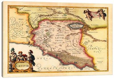 Antique Map of Lazio (Latium) (1949-1960)s Canvas Art Print - Antique Maps