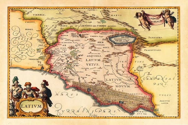 Vintage & Retro: Antique Map of Lazio (Latium) (1949-1960)s by Johannes Janssonius