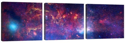 Center of the Milky Way Galaxy (Chandra/Hubble/Spitzer) Canvas Art Print - 3-Piece Panoramic Art