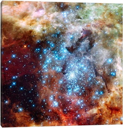Star Cluster on Collision Course (Hubble Space Telescope) Canvas Art Print - Art for Boys