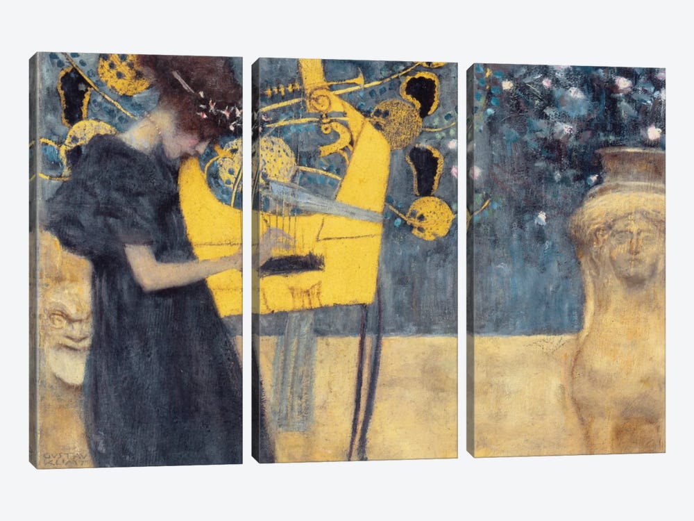 Musik I 1895 by Gustav Klimt 3-piece Canvas Artwork