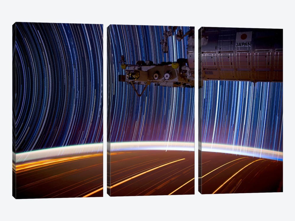 Long Exposure Star Photograph From Space by Unknown Artist 3-piece Canvas Print