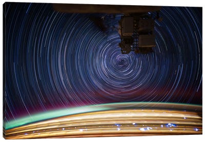 Long Exposure Star Photograph From Space V Canvas Art Print - Galaxy Art